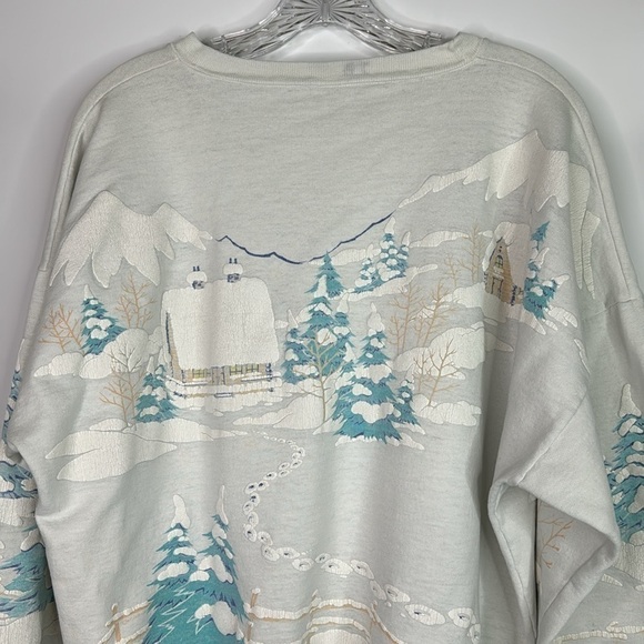 Vintage Winter AOP Ski Puffy Paint Sweatshirt XL/XXL - Picture 5 of 10